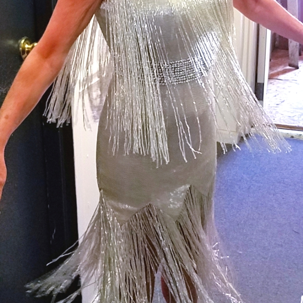 Claire's Collection beaded fringe cocktail stage dress ❤️‍🔥